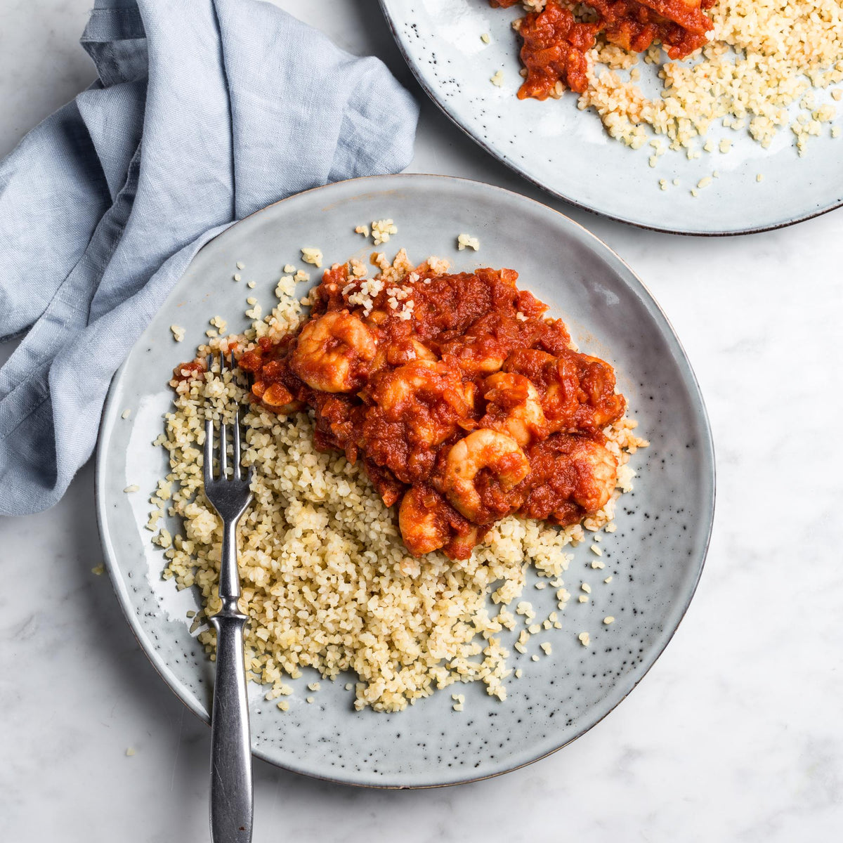 Creveți în sos dulce de chilli cu bulgur