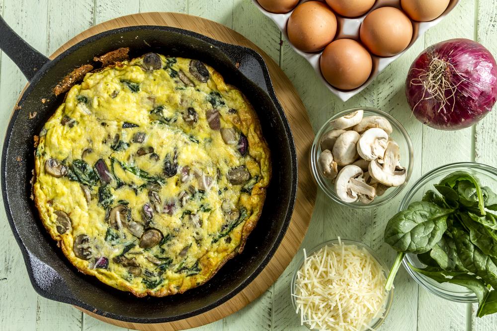 Frittata cu spanac și ciuperci