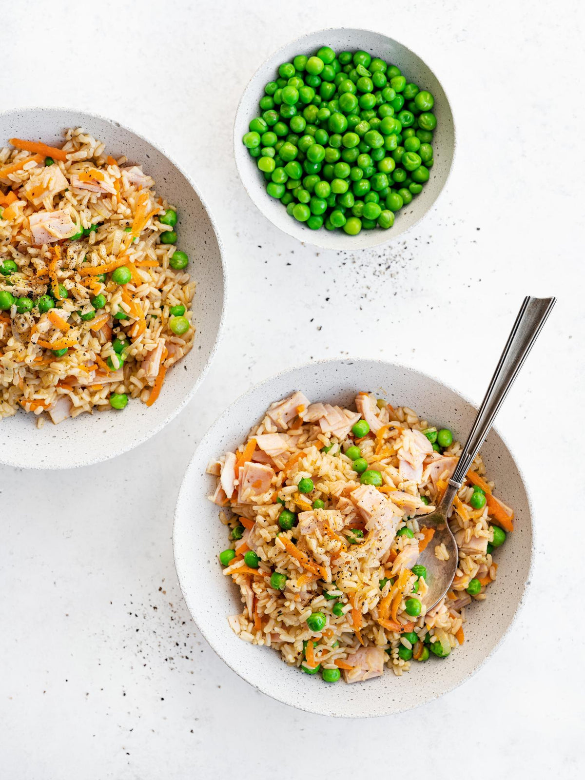 Risotto cu șuncă de pui și mazăre