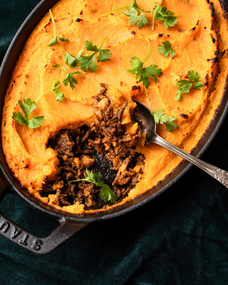 Shepherd's Pie cu carne de vită și cartofi dulci