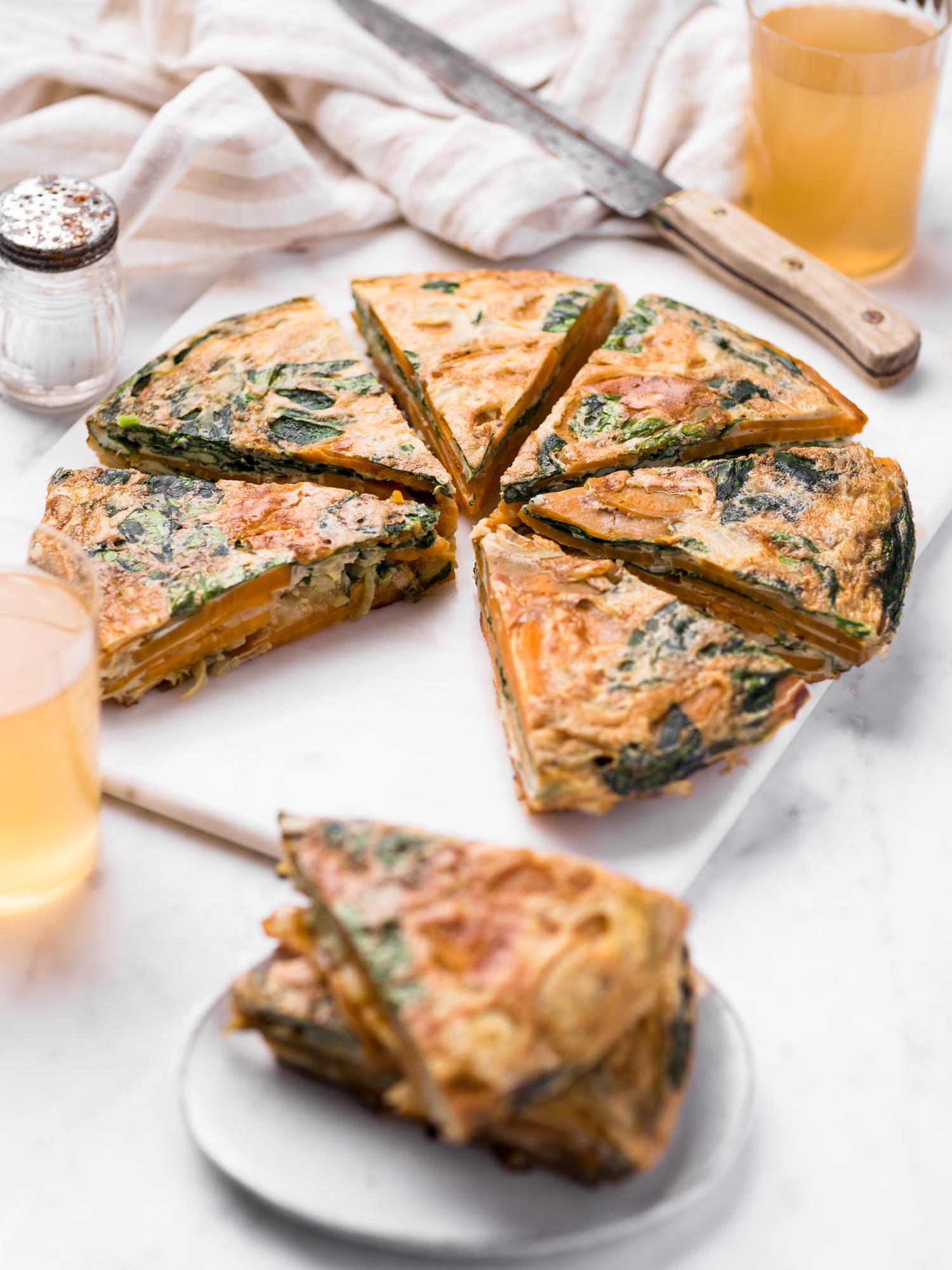 Tortilla cu cartofi dulci și spanac