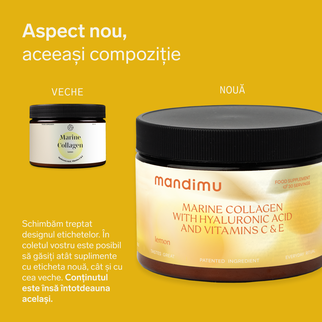 Colagen premium cu acid hialuronic și vitaminele C și E (aromă de lămâie)