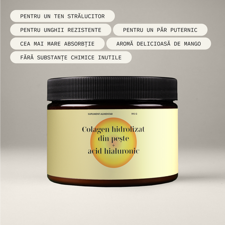 Colagen premium cu acid hialuronic și vitaminele C și E (aromă de mango)