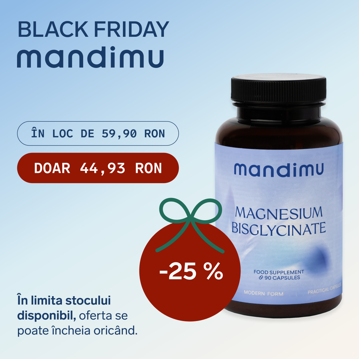 Black Friday – Bisglicinat de magneziu – 44.93 RON